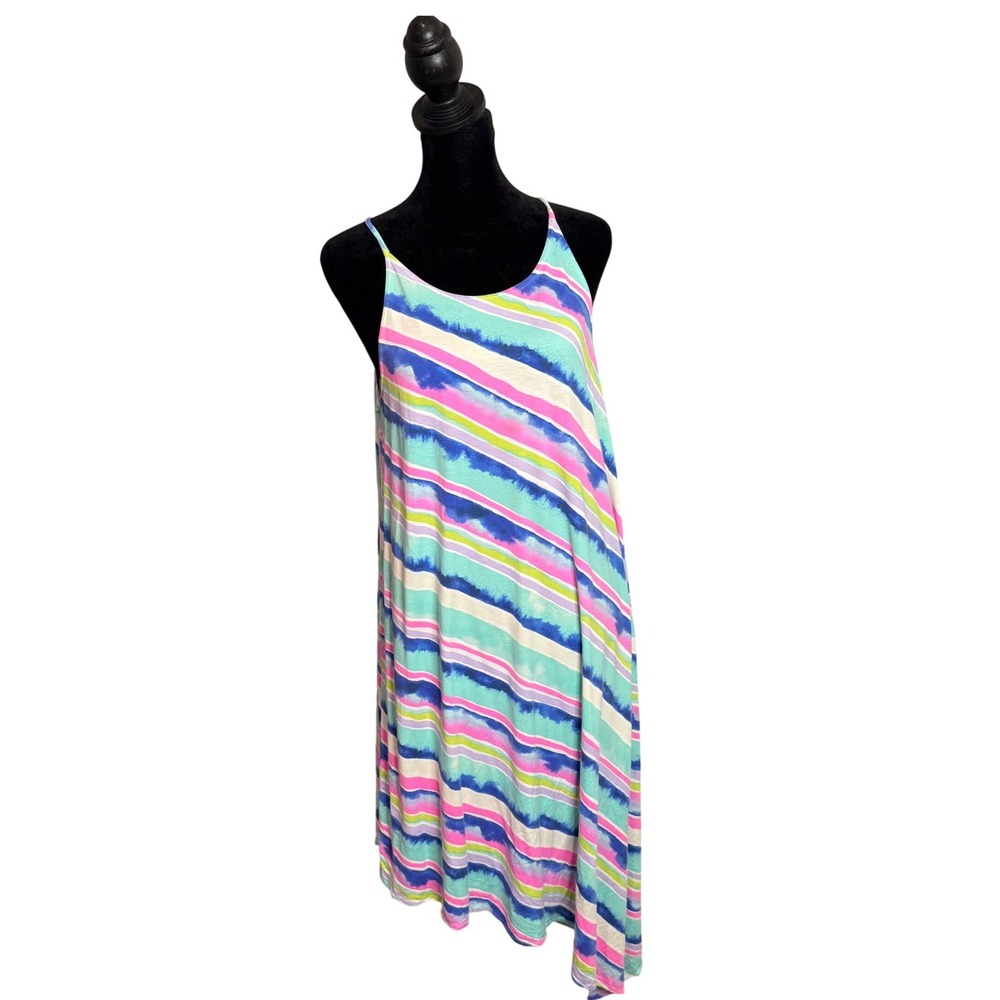 Lilly Pulitzer Asymmetrical Hem Watercolor Midi Maxi Dress Womens M Colorful